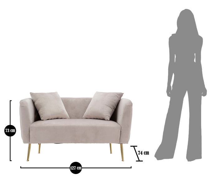 Mauro Ferretti Bucarest 2-zitsbank van grijze stof met gouden poten