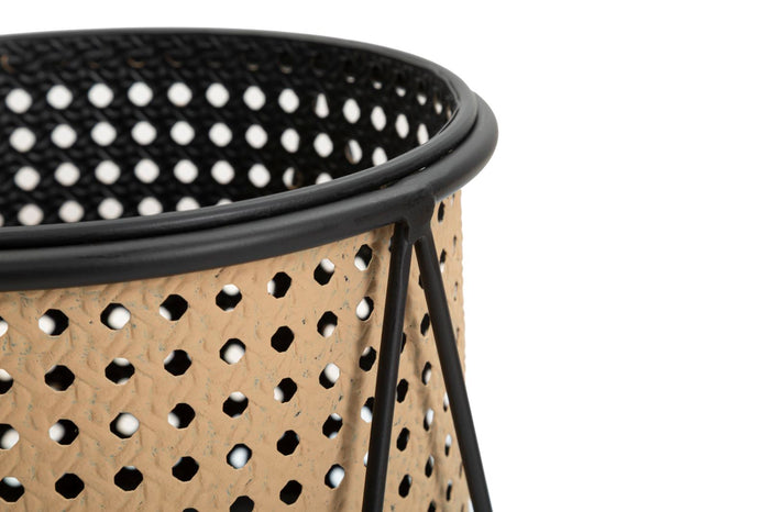 Mauro Ferretti Osaka Set van 2 vaashouders in beige en zwart metaal