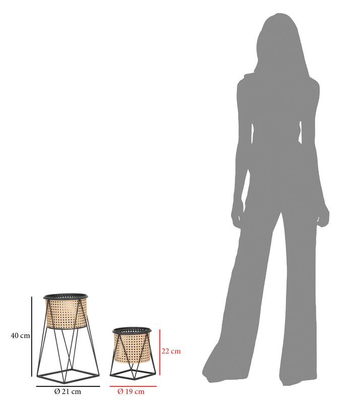 Mauro Ferretti Osaka Set van 2 vaashouders in beige en zwart metaal