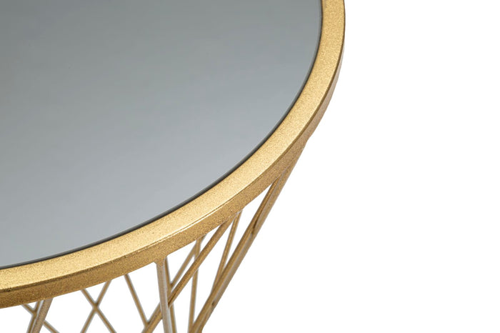 Mauro Ferretti Tower Ronde tafel in goud metaal met spiegelblad