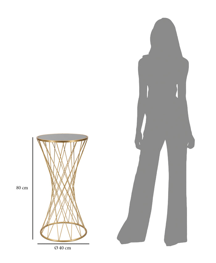 Mauro Ferretti Tower Ronde tafel in goud metaal met spiegelblad