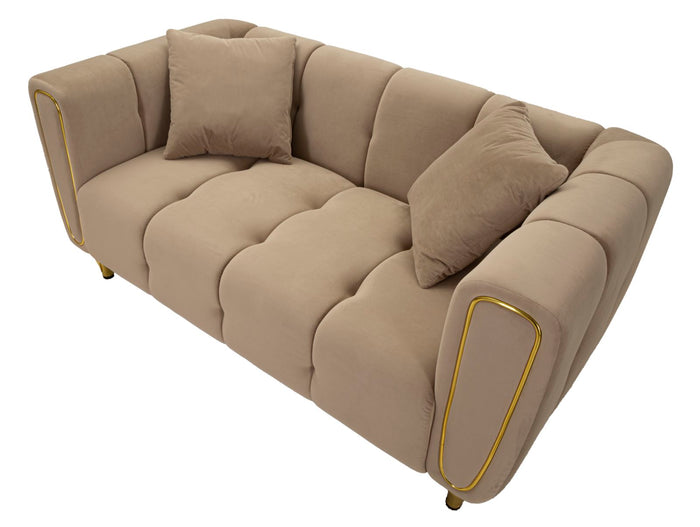 Mauro Ferretti Alma Sofa 2 plaatsen in metaal en fluwelen tortora