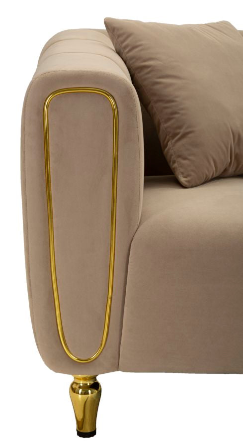 Mauro Ferretti Alma Sofa 2 plaatsen in metaal en fluwelen tortora