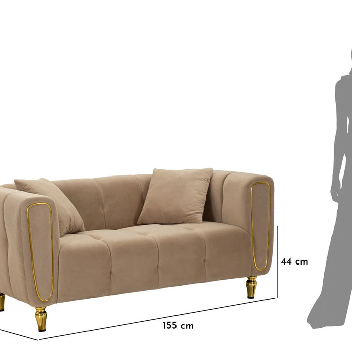 Mauro Ferretti Alma Sofa 2 plaatsen in metaal en fluwelen tortora