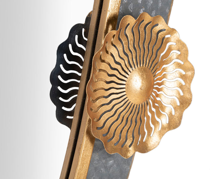 Mauro Ferretti Art Wandspiegel in goud en grijs metaal