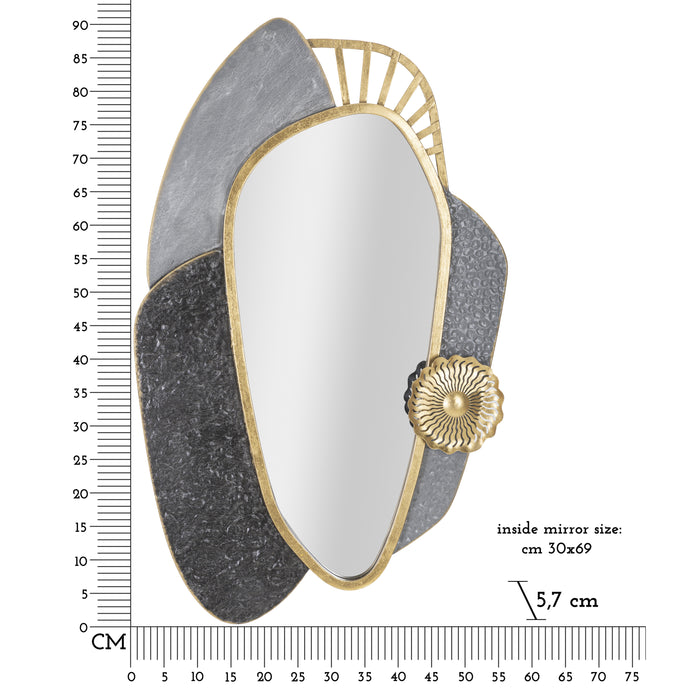 Mauro Ferretti Art Wandspiegel in goud en grijs metaal