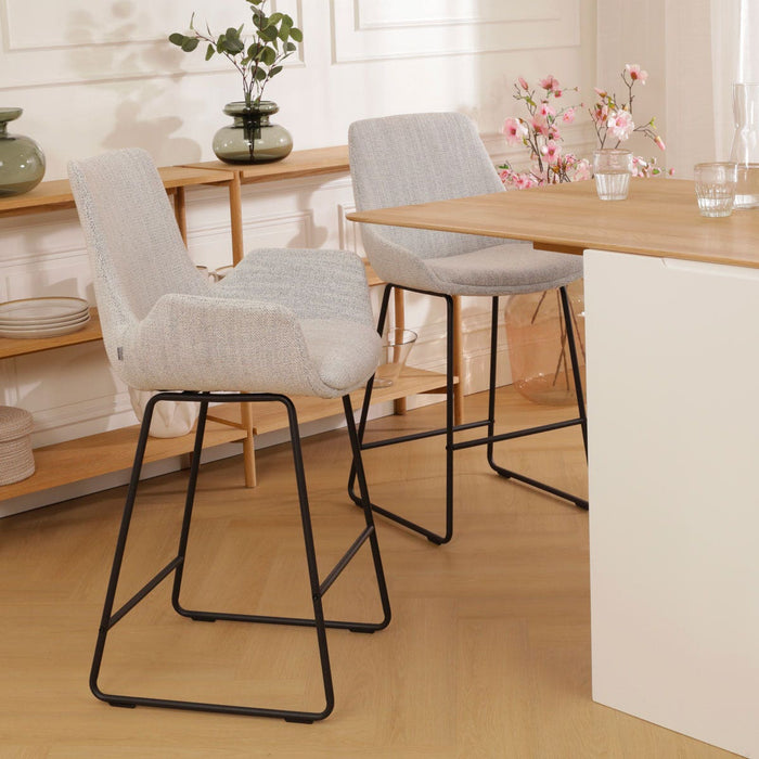 Nolon Nino-Eef Barkruk Beige Gemêleerd - met Armleuning - Zwart - 75