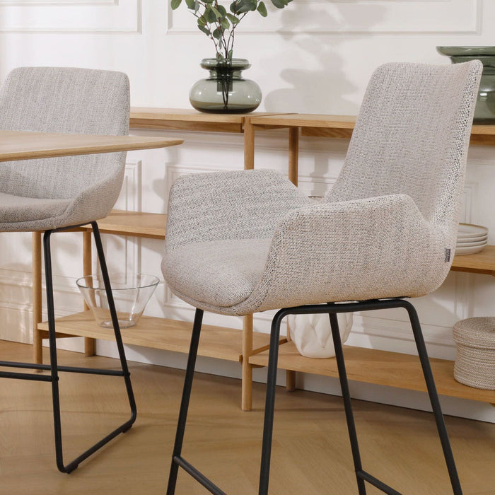 Nolon Nino-Eef Barkruk Beige Gemêleerd - met Armleuning - Zwart - 75