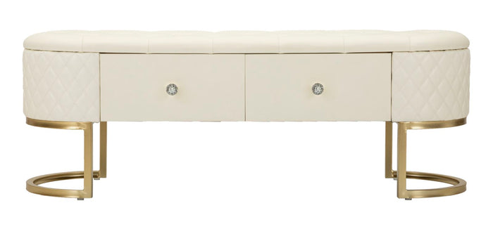 Mauro Ferretti Sharon Bank in metaal en crème leer met lades