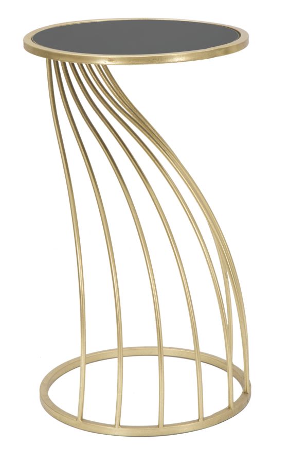 Mauro Ferretti Flush Ronde tafel in goud metaal met zwart blad