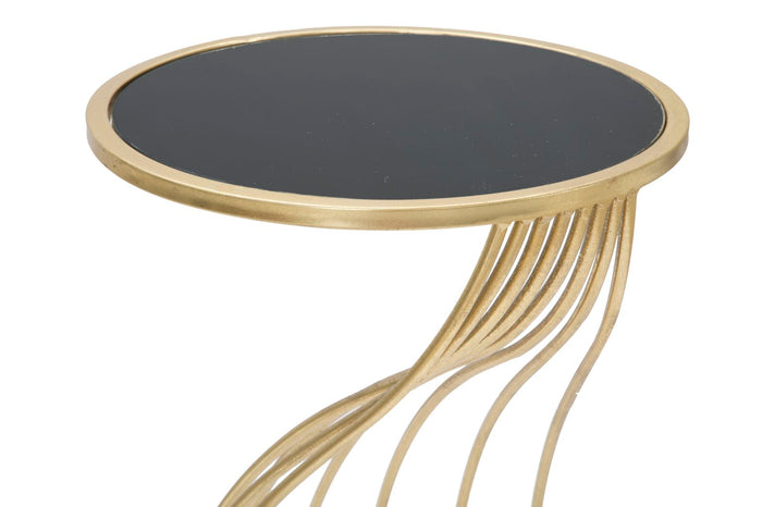 Mauro Ferretti Flush Ronde tafel in goud metaal met zwart blad