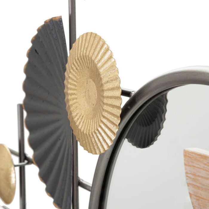 Mauro Ferretti Abstract Wandspiegel in metaal en hout veelkleurig