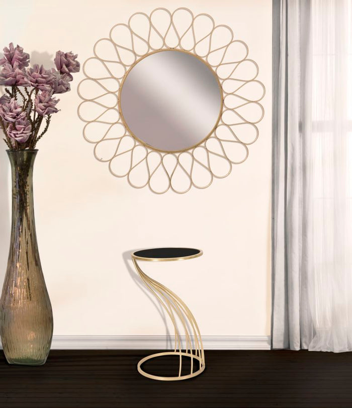 Mauro Ferretti Flush Ronde tafel in goud metaal met zwart blad