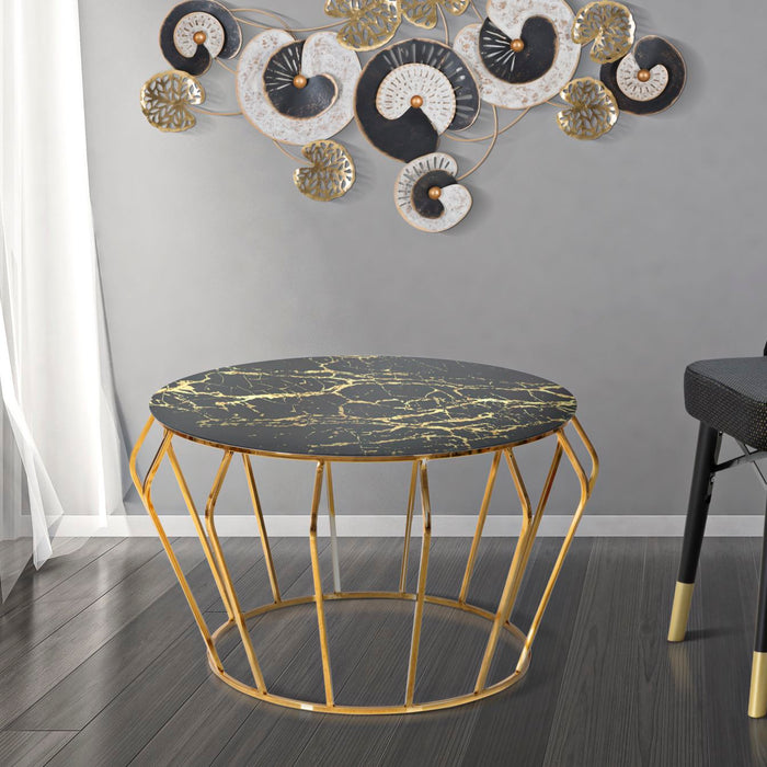 Mauro Ferretti Histor Salontafel in goud metaal met rond blad