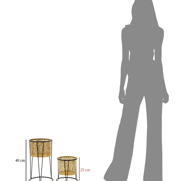 Mauro Ferretti Leavy Set van 2 pothouders in goud en zwart metaal