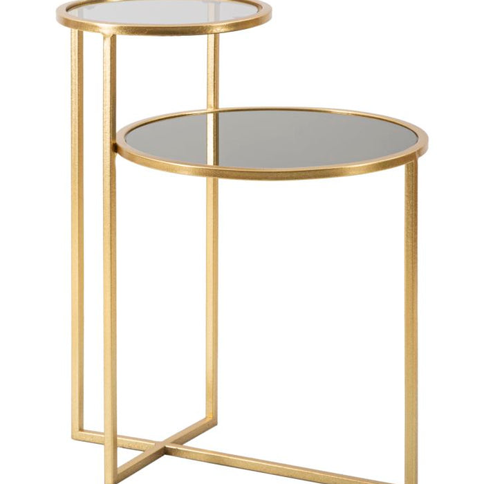 Mauro Ferretti Levels Tafel met 2 metalen toppen en goudglas