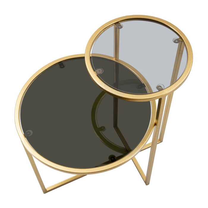 Mauro Ferretti Levels Tafel met 2 metalen toppen en goudglas