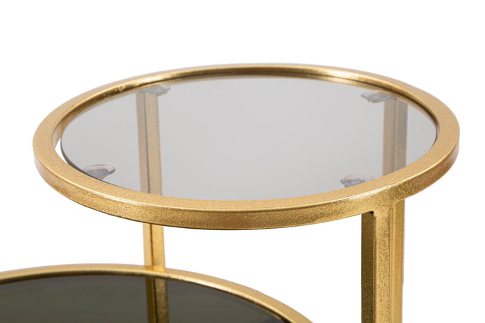 Mauro Ferretti Levels Tafel met 2 metalen toppen en goudglas