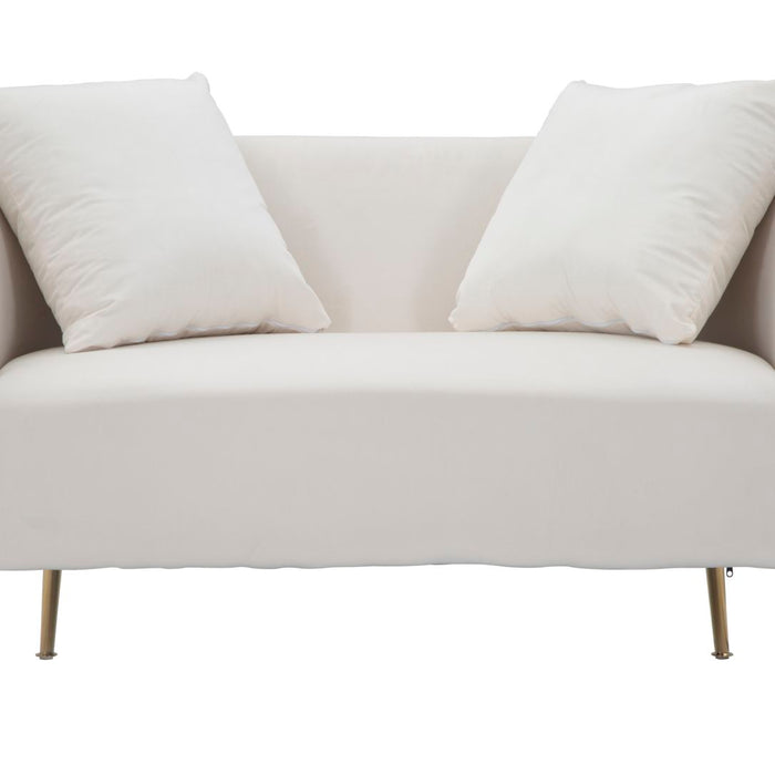 Mauro Ferretti Bucarest 2-zitsbank van beige stof met gouden poten