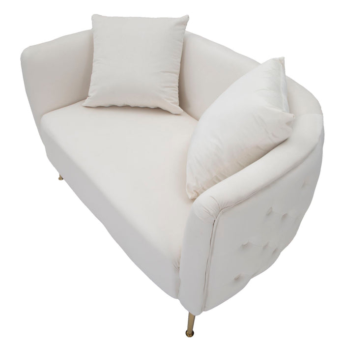 Mauro Ferretti Bucarest 2-zitsbank van beige stof met gouden poten