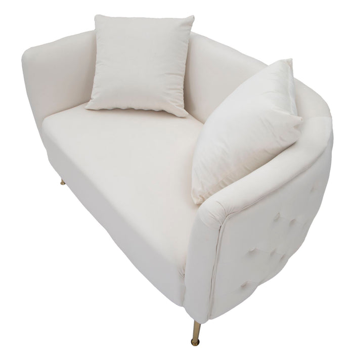 Mauro Ferretti Bucarest 2-zitsbank van beige stof met gouden poten