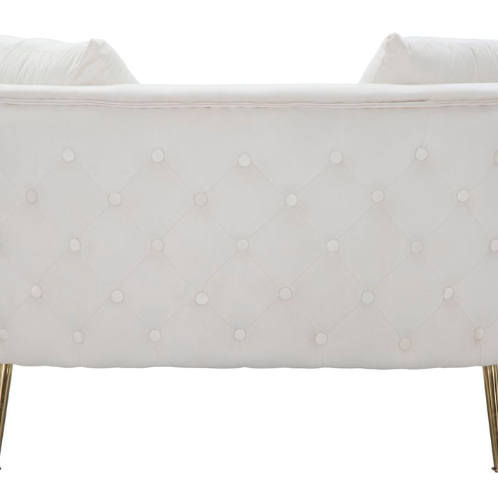 Mauro Ferretti Bucarest 2-zitsbank van beige stof met gouden poten