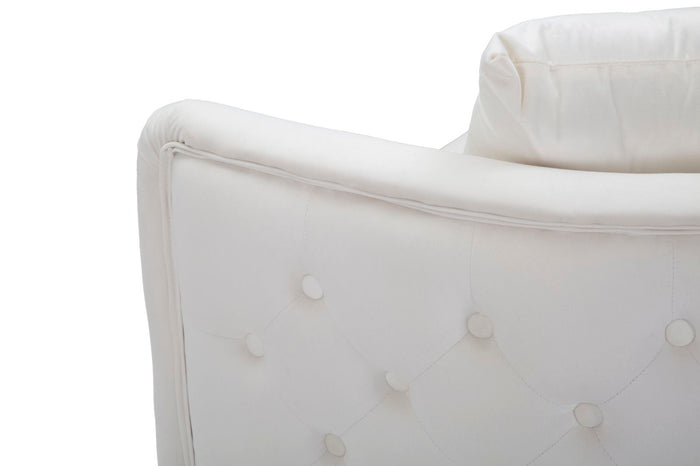 Mauro Ferretti Bucarest 2-zitsbank van beige stof met gouden poten