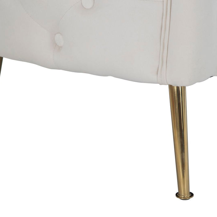 Mauro Ferretti Bucarest 2-zitsbank van beige stof met gouden poten