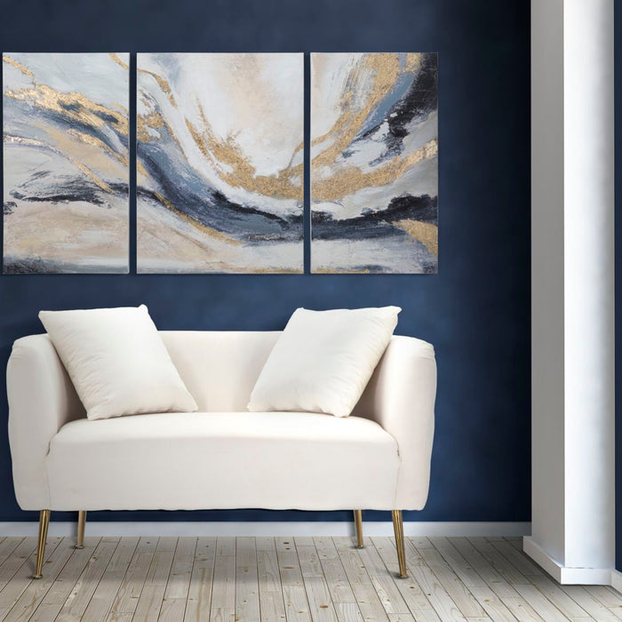 Mauro Ferretti Bucarest 2-zitsbank van beige stof met gouden poten