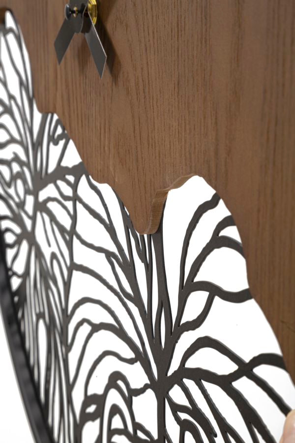 Mauro Ferretti Leaf Ronde wandklok in hout en metaal bruin