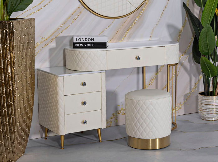 Mauro Ferretti Sharon Imitatie lederen kaptafel met poef