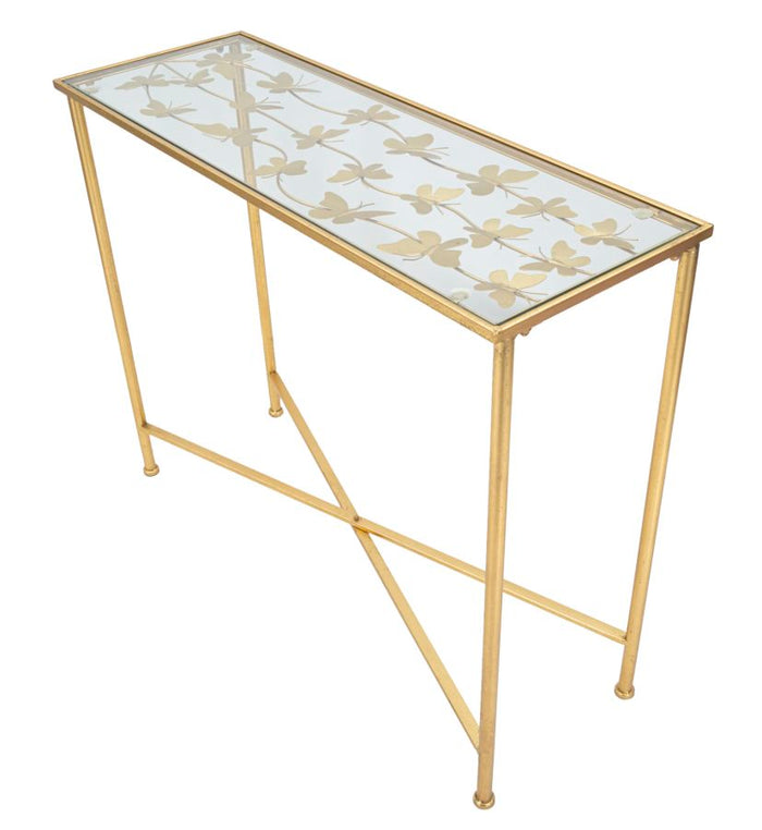 Mauro Ferretti Butterflies Console in goud metaal met vlinders