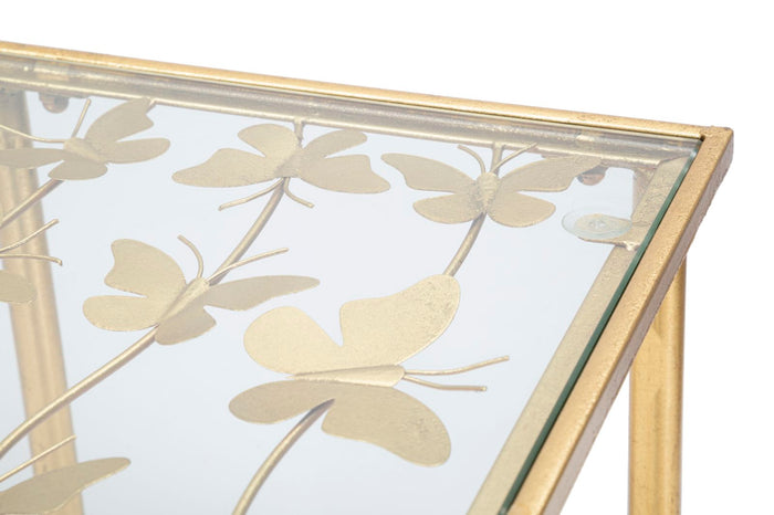 Mauro Ferretti Butterflies Console in goud metaal met vlinders