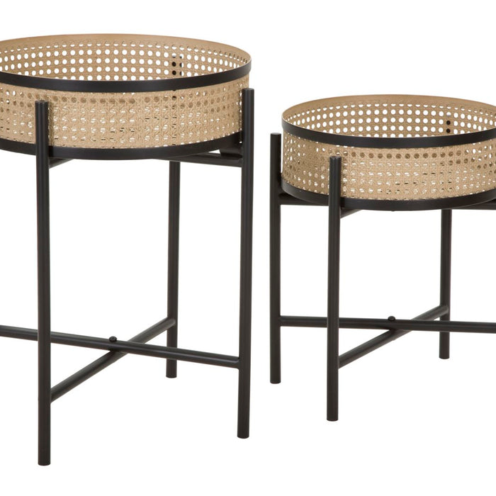 Mauro Ferretti Fuji Set van 2 tafels in bruin en zwart metaal