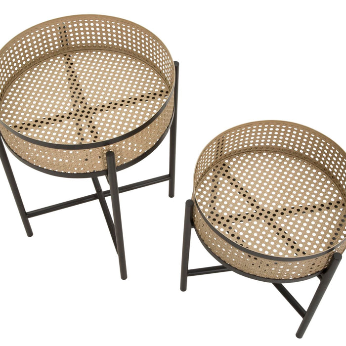 Mauro Ferretti Fuji Set van 2 tafels in bruin en zwart metaal