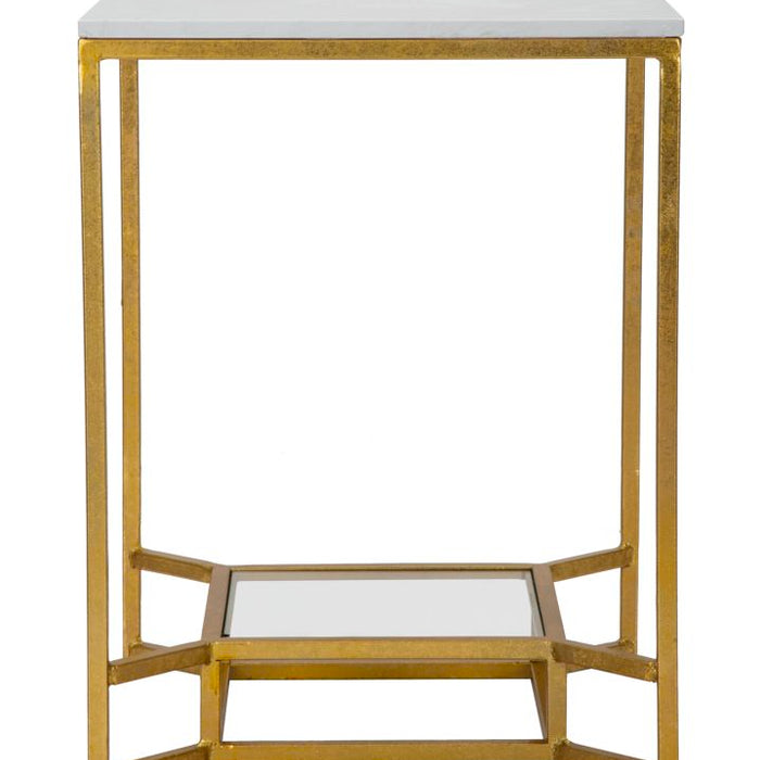 Mauro Ferretti Marble Tafel in goud metaal met witte bovenkant