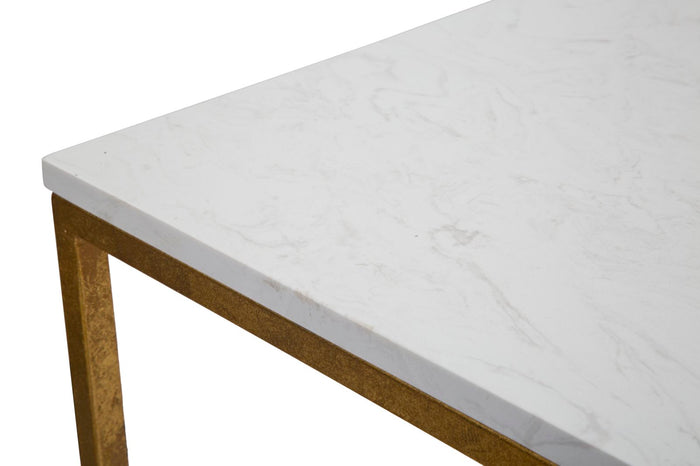 Mauro Ferretti Marble Tafel in goud metaal met witte bovenkant