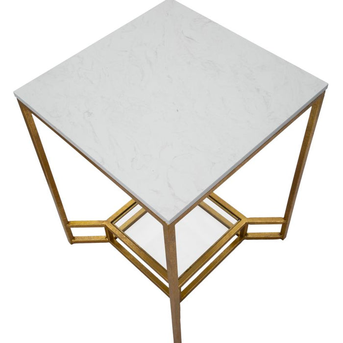 Mauro Ferretti Marble Tafel in goud metaal met witte bovenkant