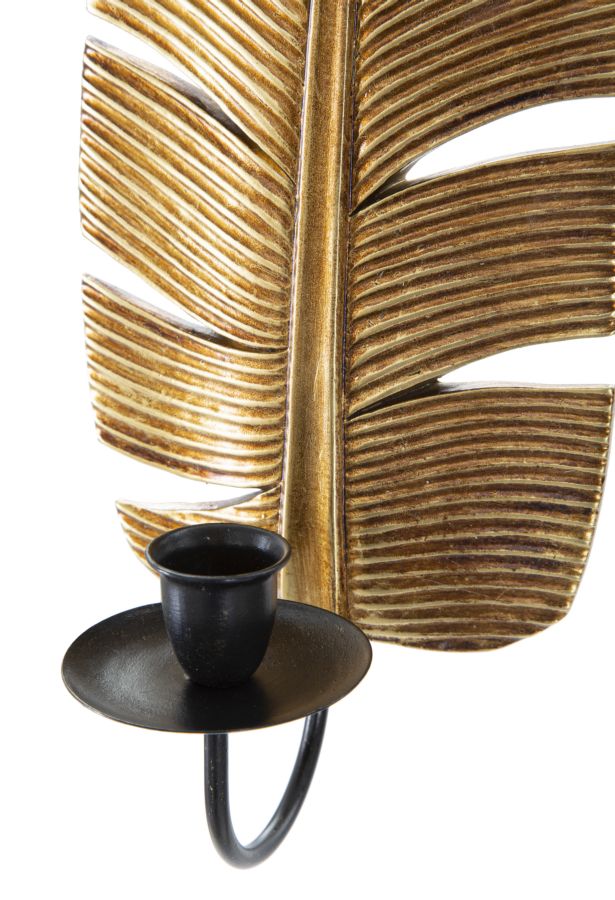 Mauro Ferretti Leaf Wandkandelaar in gouden harsblad