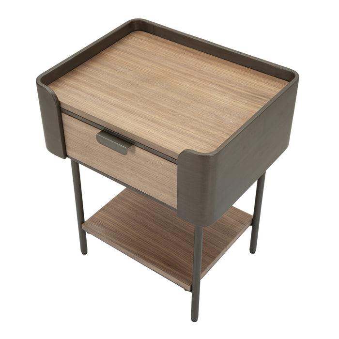 Mauro Ferretti Toronto Nachtkastje in metaal en hout bruin