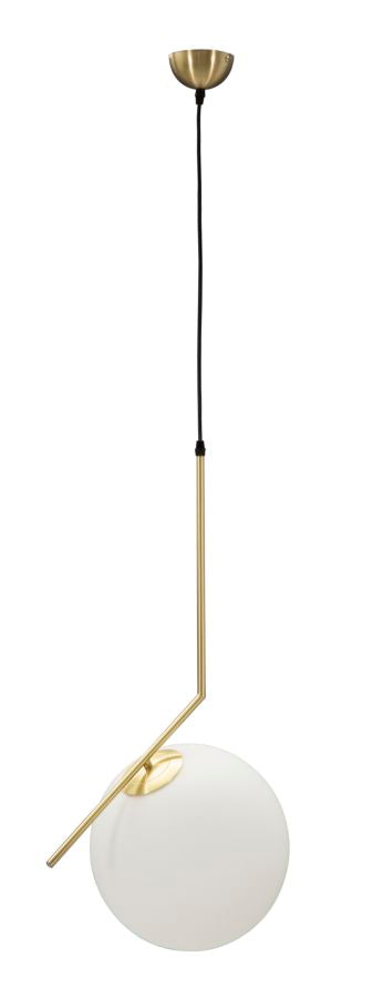 Mauro Ferretti Glamy Hanglamp in goud metaal met witte glazen bol