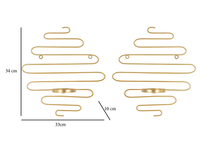 Mauro Ferretti Alid Set van 2 wandkandelaars in goud metaal