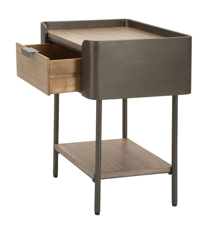 Mauro Ferretti Toronto Nachtkastje in metaal en hout bruin