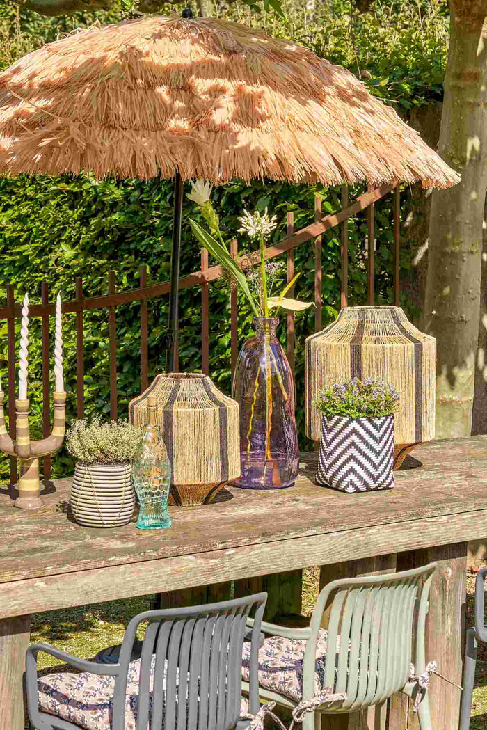 Mica Decorations Liliano Lantaarn - H36 x Ø30 cm - Jute - Zwart