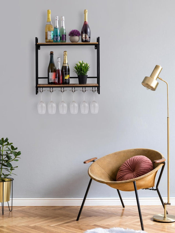 SVJ Wijnrek - 25x60x54 cm - Hout - Zwart