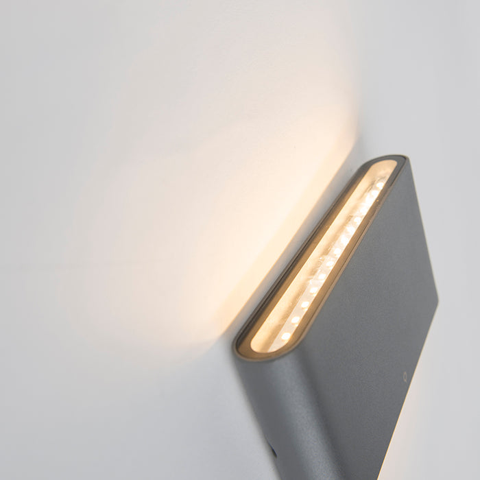 QAZQA Buiten wandlamp donkergrijs 17,5 cm incl. LED IP65 - Batt