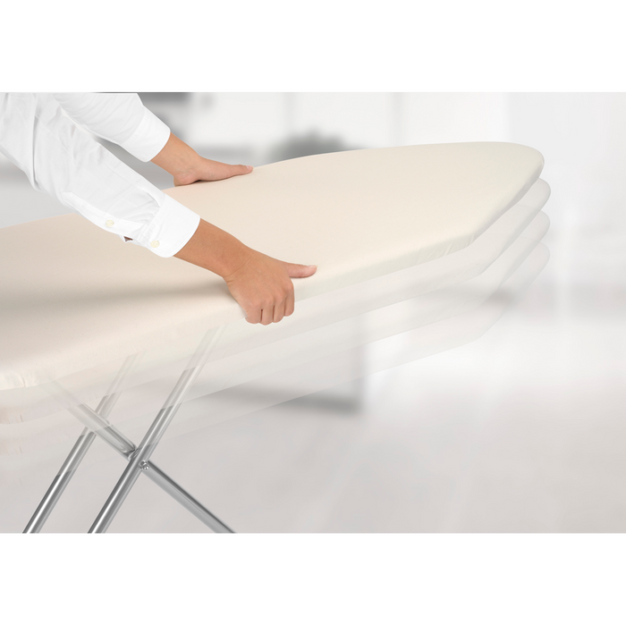 Strijkplank C, 124x45 cm met solide strijkijzerhouder - Ecru