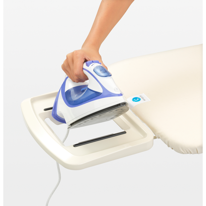 Strijkplank C, 124x45 cm met solide strijkijzerhouder - Ecru