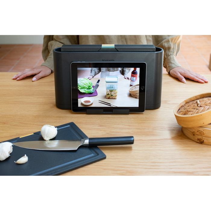 Tasty+ snijplankenset plus houder, 4-delig - Dark Grey