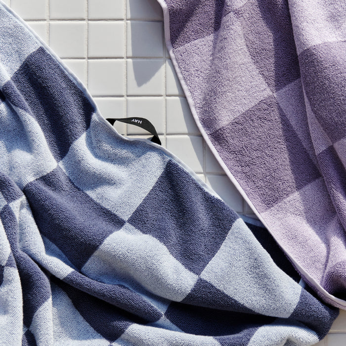 HAY Check Handdoek - Staal Blauw